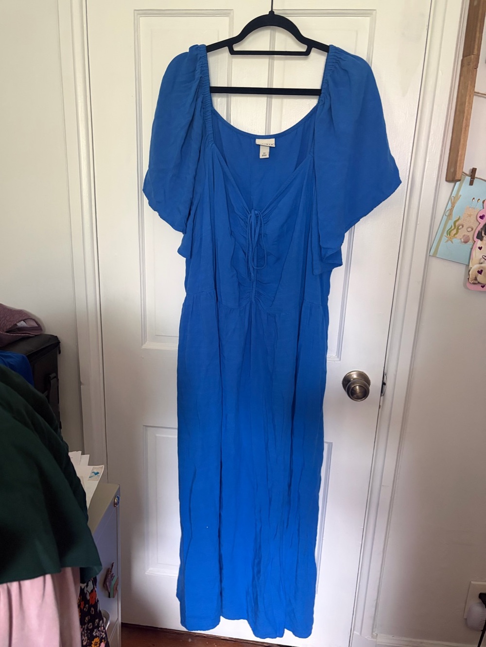 Plus Size Blue Maxi Dress with Flutter Sleeves Ava & Viv 3x - Picture 2 of 4